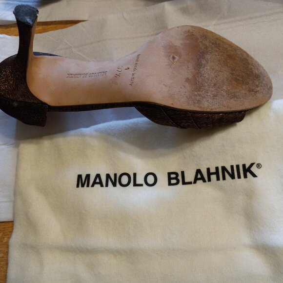 AUTH Manolo Blahnik Rhinestones & Sparkling Satin Pump Heels Shoes w Dust bag - Picture 5 of 7
